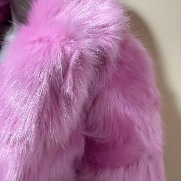 Pink Glamourous Women's Elegant Faux fur Coat Size 6 NWT - Picture 7 of 7